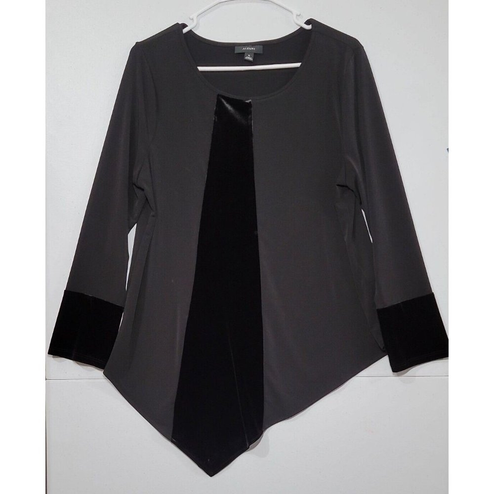 Alfani Asymmetrical Hem Women Plus Size PL Black Black Velvet Petite Large